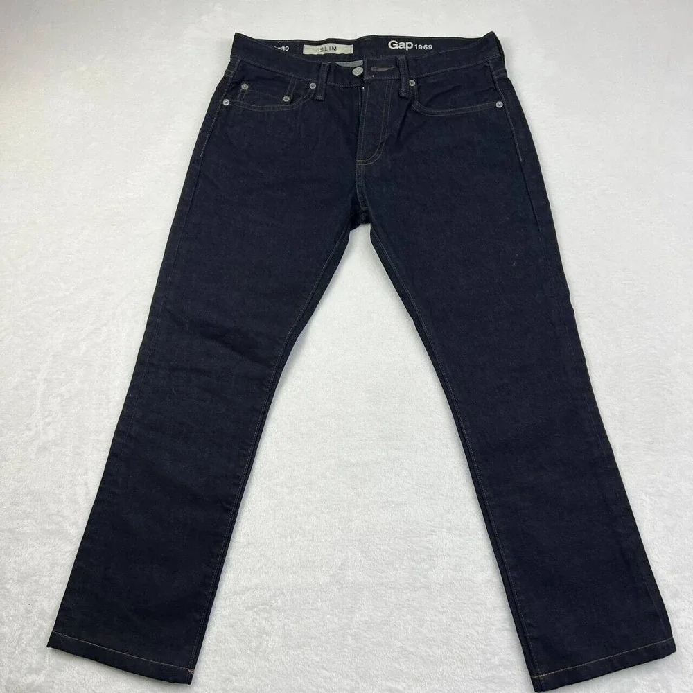 Gap 1969 Jeans Men 28 x30 Black Denim‎ Pants Slim Fit